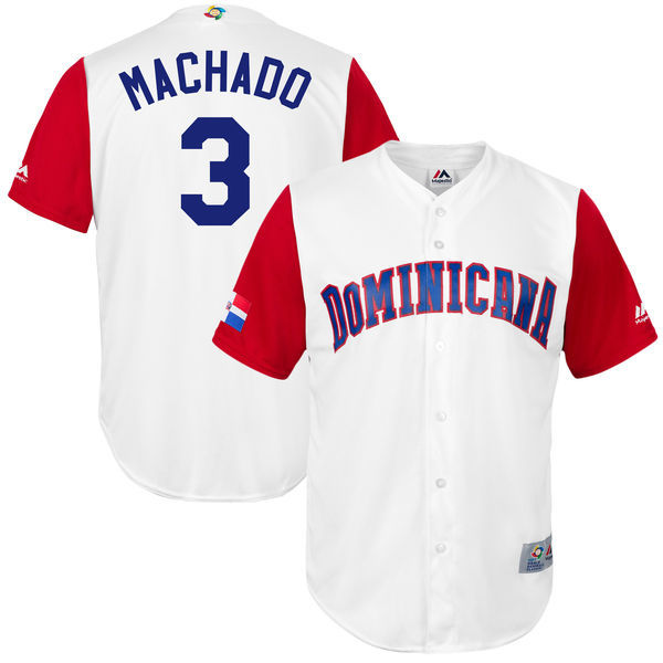 customized Men Dominican Republic Baseball #3 Manny Machado Majestic White 2017 World Baseball Classic Replica Jersey->more jerseys->MLB Jersey